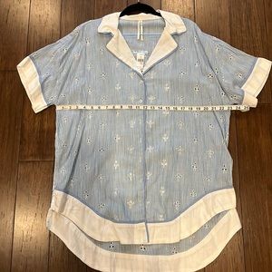 Anthropology blue stripped eyelet size S shirt.